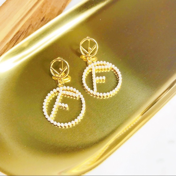 Pearl Letter Statement Drop Earrings - Picture 2 of 7